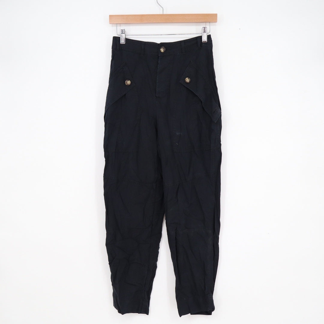 Express Black Super High Rise Lyocell Cargo Tapered Pants Size 0 Utility Pants