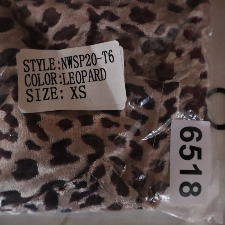 Naked Wardrobe Leopard Print Velvet Knot Front Crop Top Brown XS