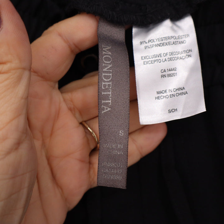 Mondetta Womens Black Stretch Ankle Pants Drawstring Elastic Waist Small