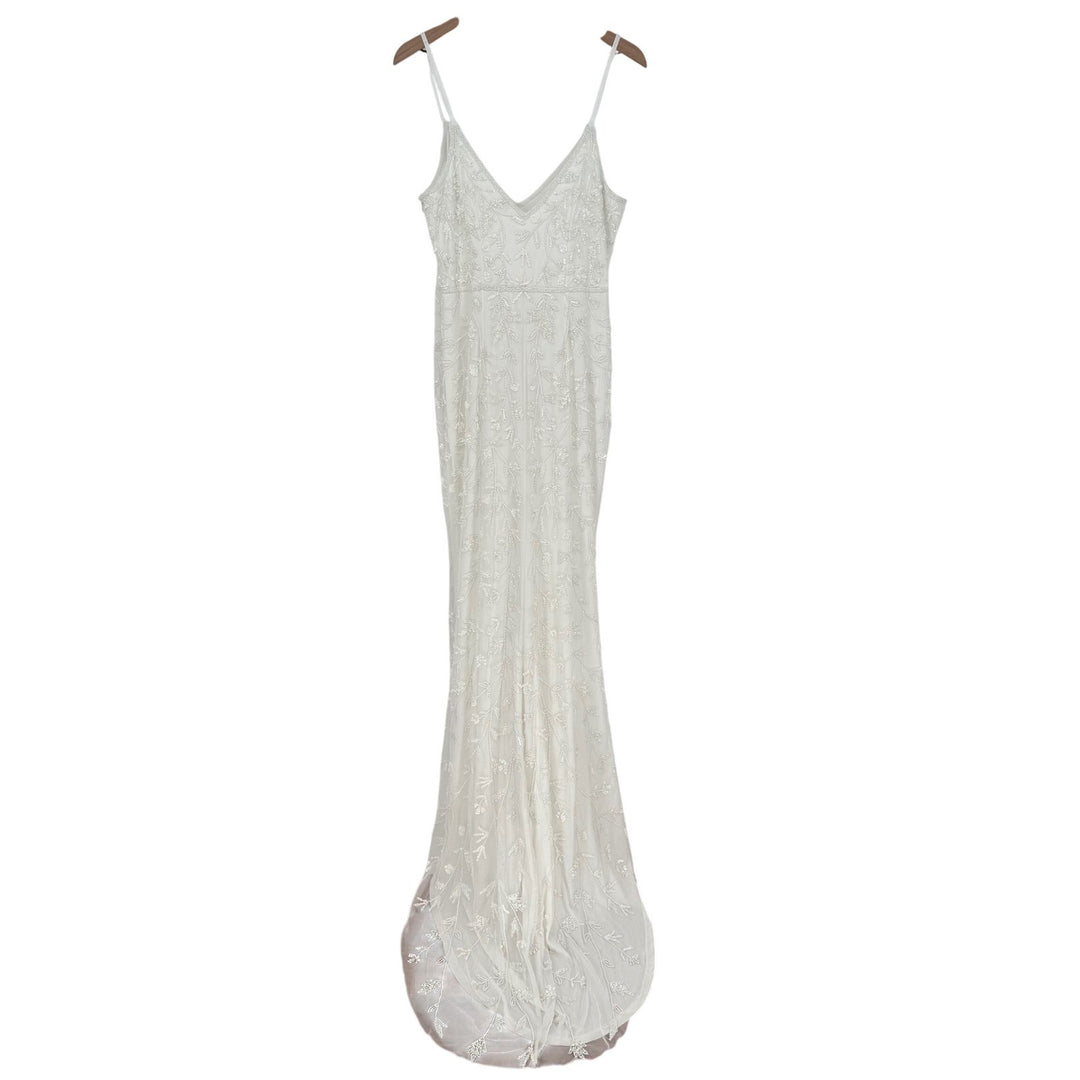 Lulus Everlasting Vows White Beaded Sequin Mermaid Maxi Dress Size XL