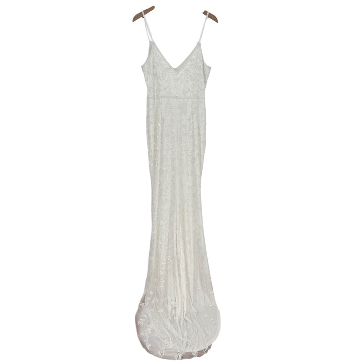 Lulus Everlasting Vows White Beaded Sequin Mermaid Maxi Dress Size XL