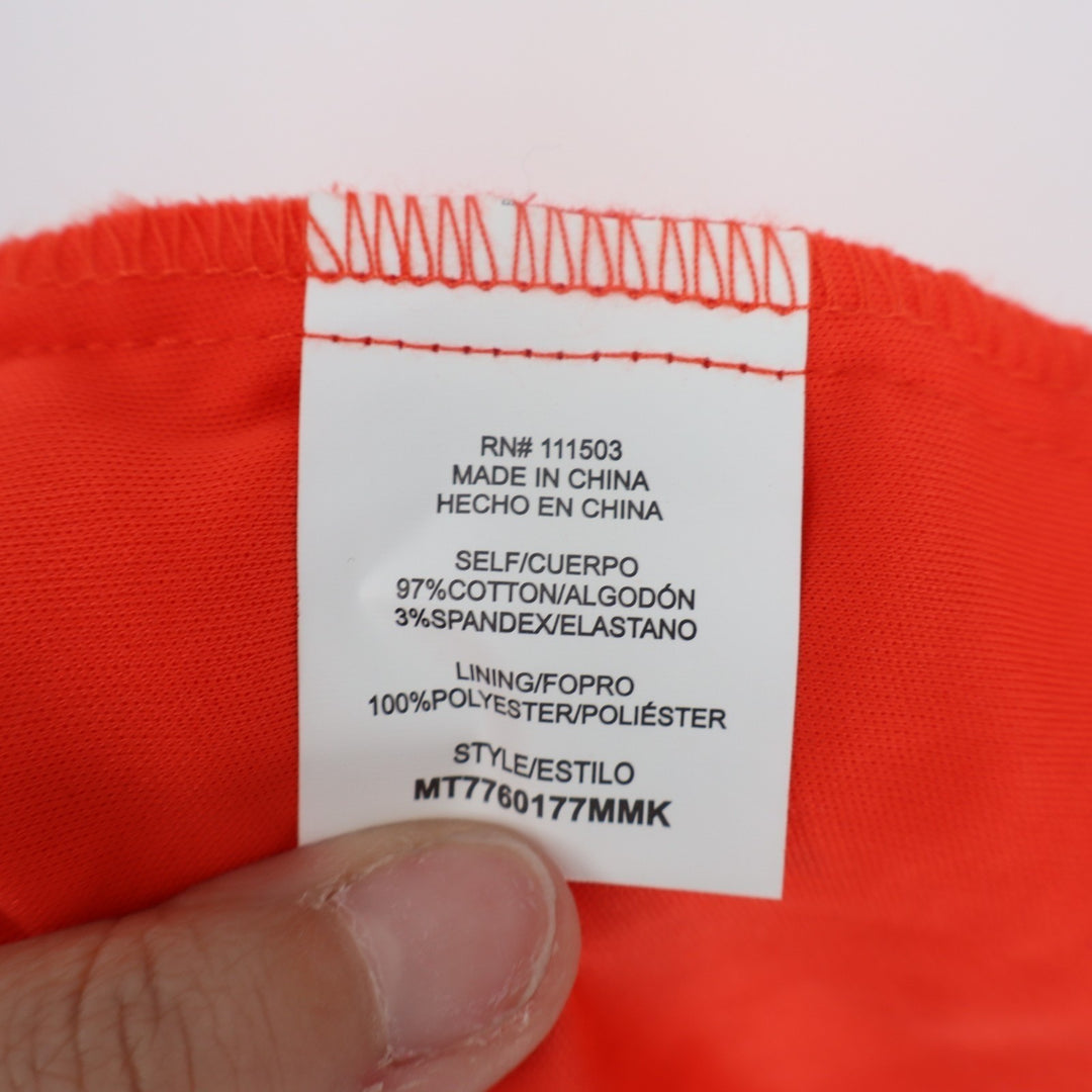 Meraki Cropped Top Womens Large Orange Cotton Stretch Smocked Bodice Back Tie