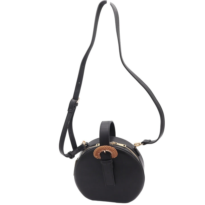 Francesca's Urban Expressions Round Cante Black Crossbody Bag Woven Buckle NEW