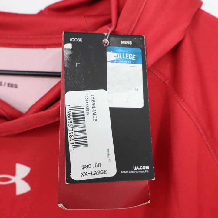 Under Armour Wisconsin Badgers Basketball Short Sleeve Hoodie Red Mens 2XL