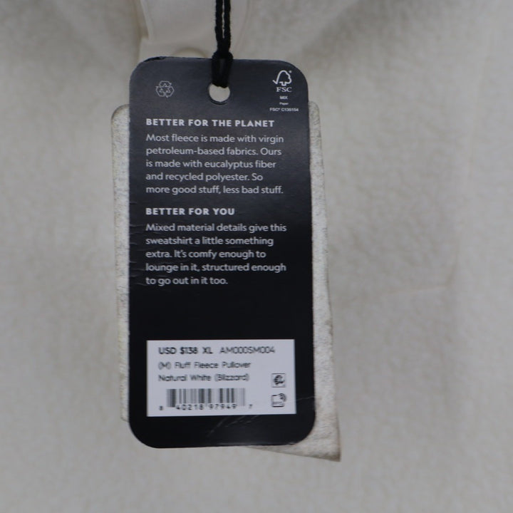 Allbirds Fluff Fleece Jacket Mens XL Cream Pockets Quarter Snap Outdoor Wear
