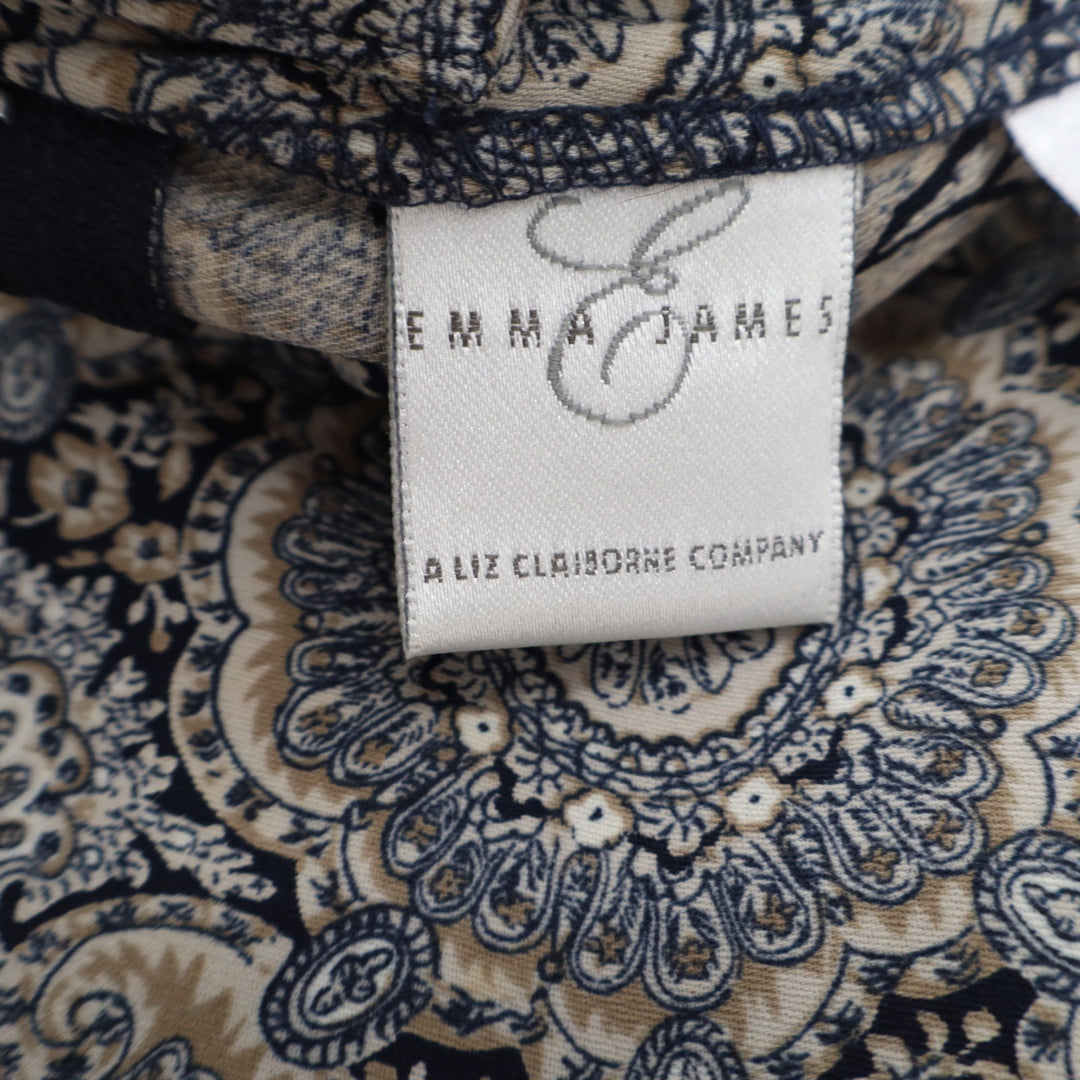 Emma James Liz Claiborne Navy Blue Paisley Medallion Maxi Skirt Size 16 Slit