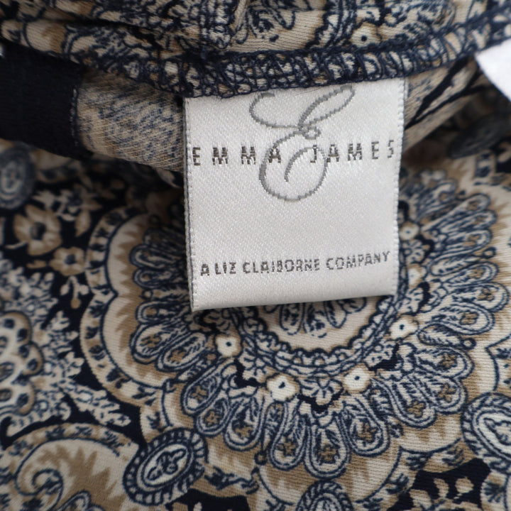 Emma James Liz Claiborne Navy Blue Paisley Medallion Maxi Skirt Size 16 Slit