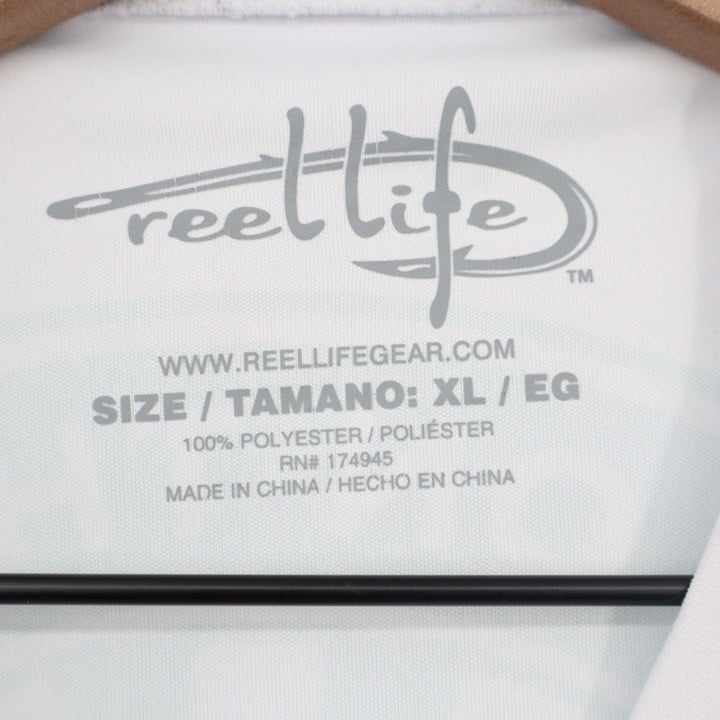 Reel Life Long Sleeve Fishing Shirt White XL Raised on the Water Graphic Tee