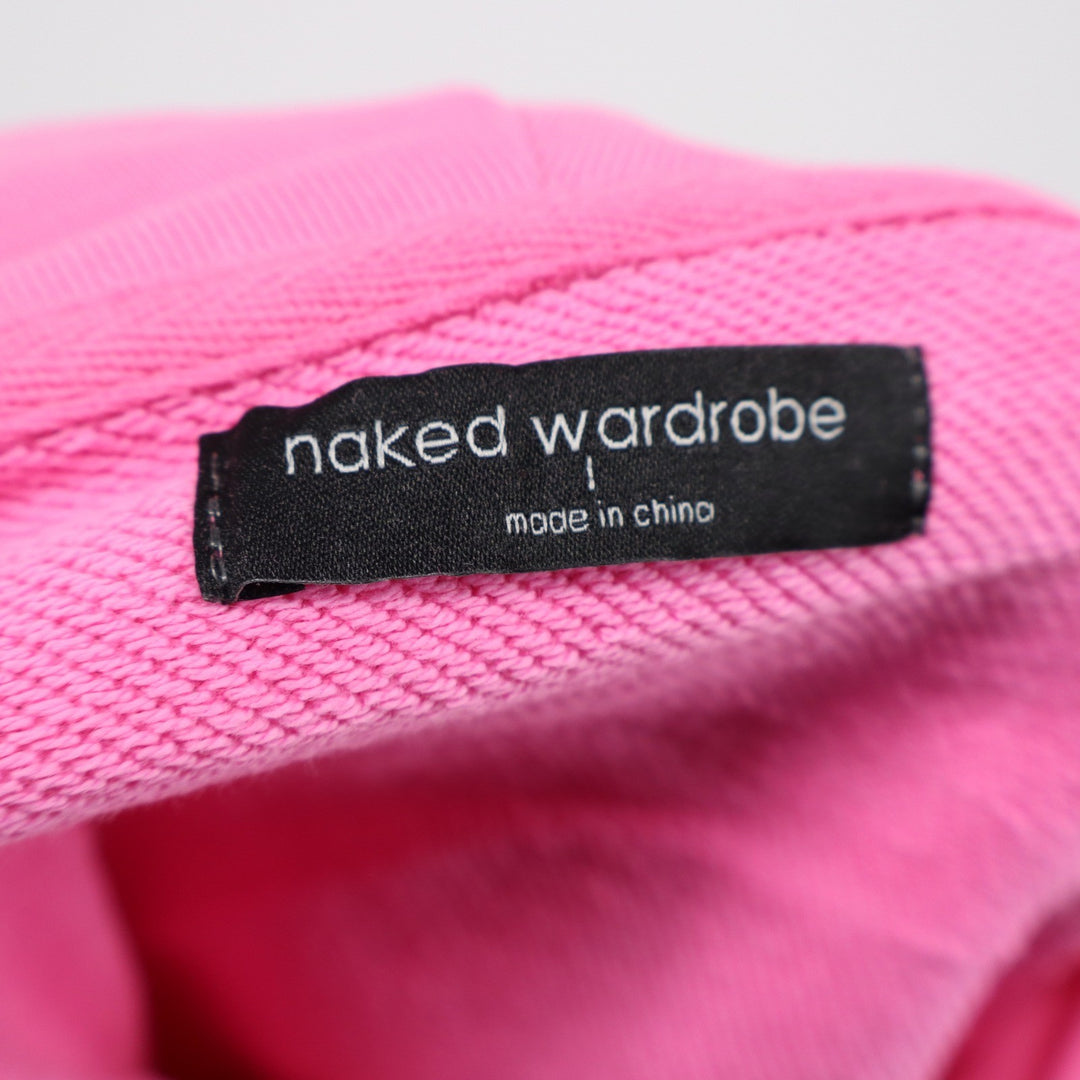 Naked Wardrobe Pink Cropped Hoodie Sweatshirt L