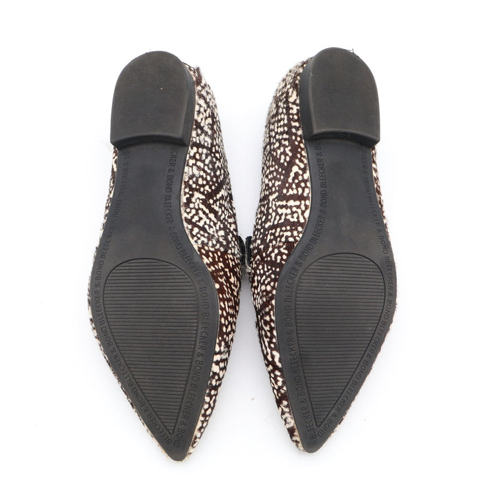 Bleecker & Bond Sonia Brown White Calf Hair Animal Print Pointed Toe Loafers 6M