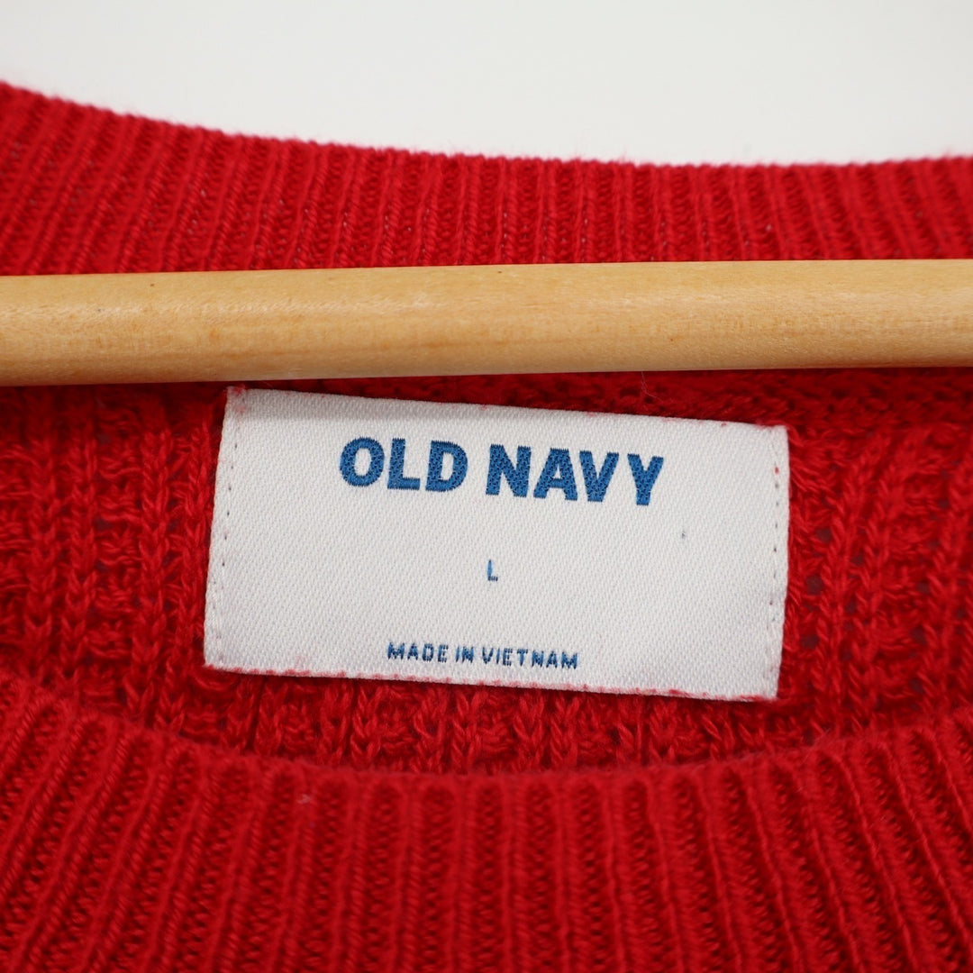 Old Navy Sweater Womens Large Red Knit Stretch Long Sleeve Crew Neck Pullover