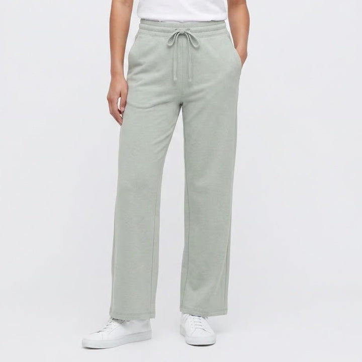 Yogalicious Central Park Brushed Terry Wide Leg Pants Sage Green Large