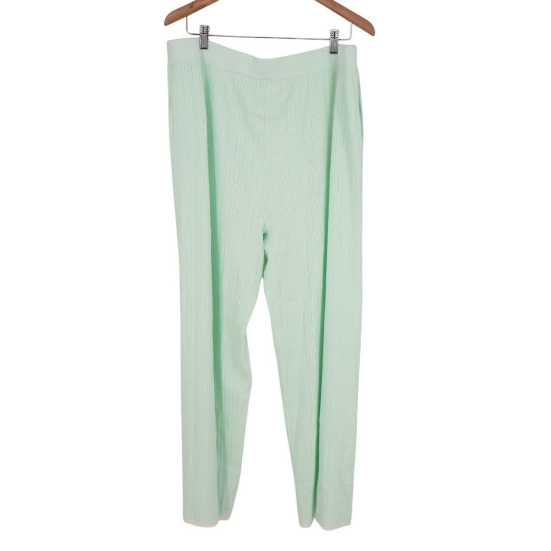 State of Day Intimates Pajama Pants Womens XL Butter Mint Green Ribbed Knit