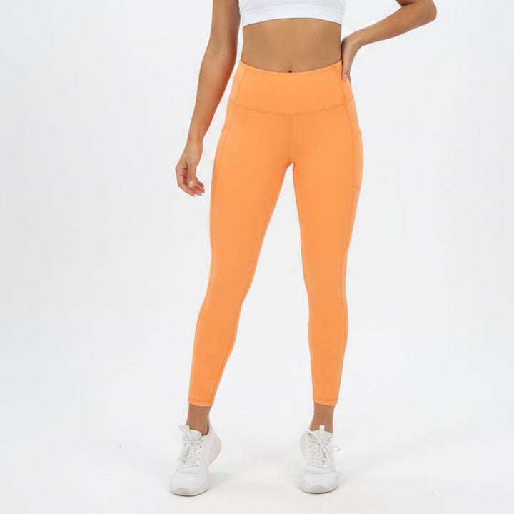 DSG Womens Momentum High Rise 7/8 Leggings Orange Side Pockets Size XS