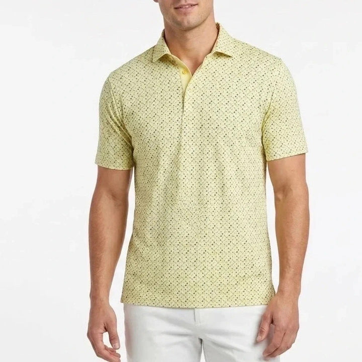 Walter Hagen Mens P11 Performance Golf Polo Yellow Beach Print S