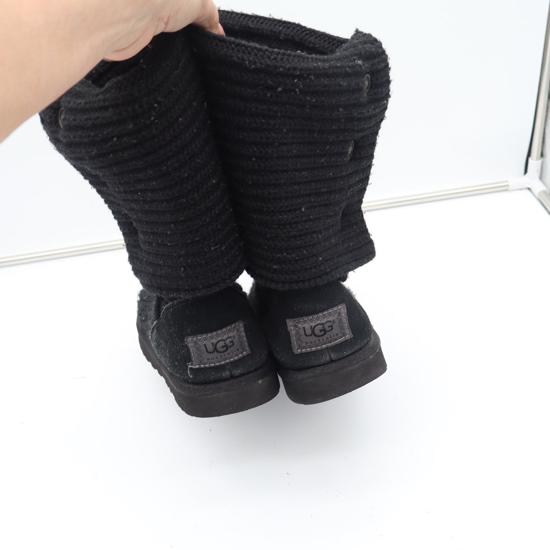UGG Cardy Black Knit Button Slouch Sweater Boots Womens Size 9