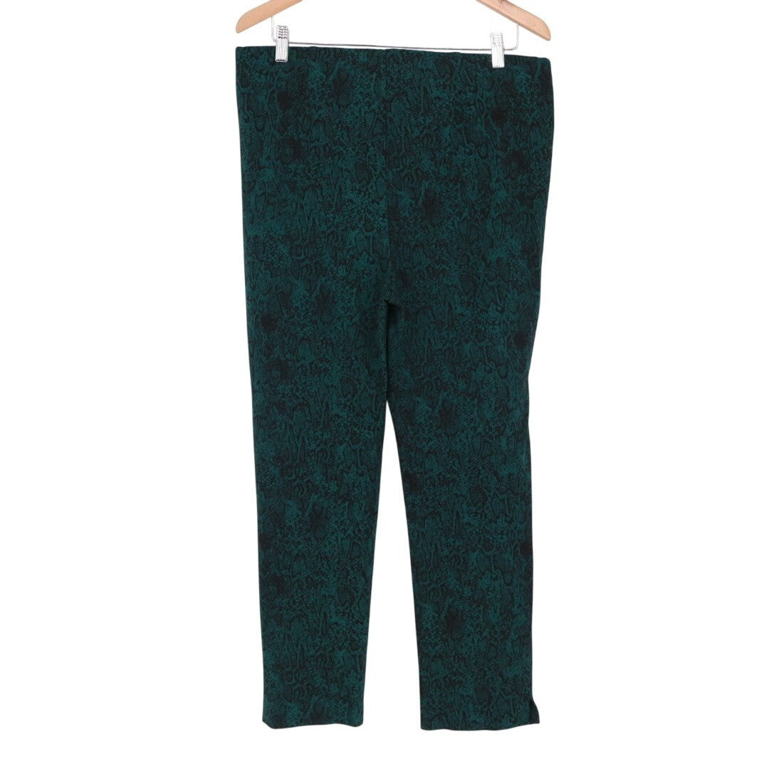 Chico's Jasper Opulent Python Juliet 360 Side Vent Ankle Pants Womens 14 Green
