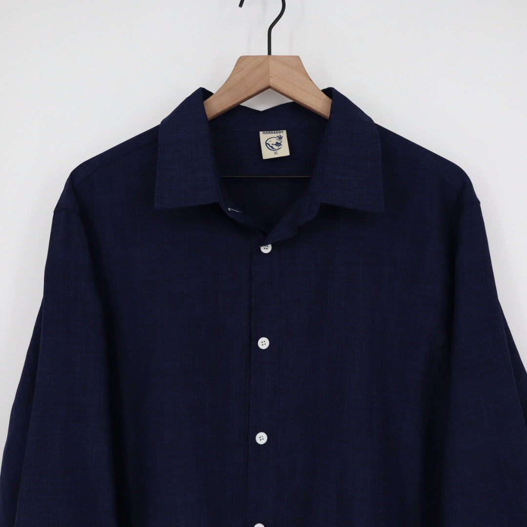 HARD DADDY Navy Blue Plaid Long Sleeve Button Down Shirt Mens XL Cotton