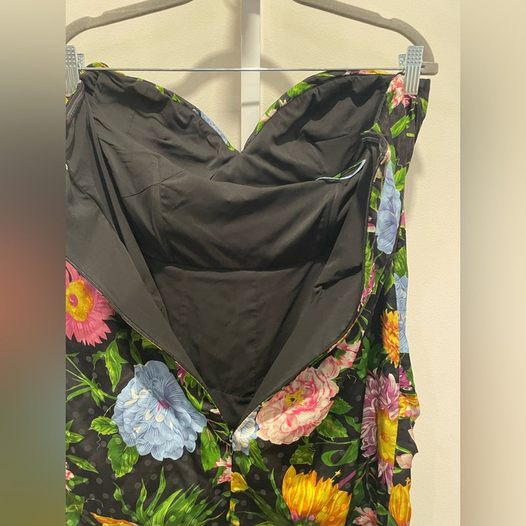 Ronny Kobo Margot Strapless Floral Satin Mini Dress Size XL
