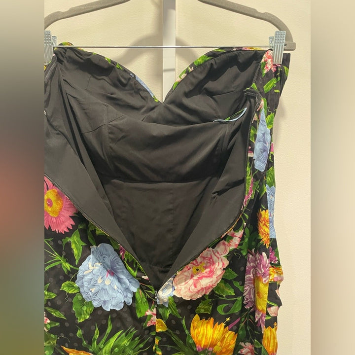 Ronny Kobo Margot Strapless Floral Satin Mini Dress Size XL