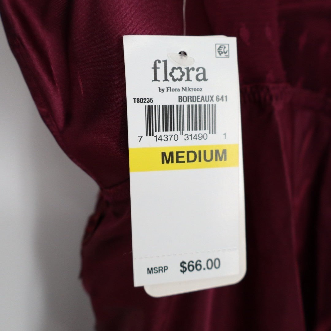 Flora By Flora Nikrooz Lingerie Nightgown Womens Medium Red Satin Venise Trim