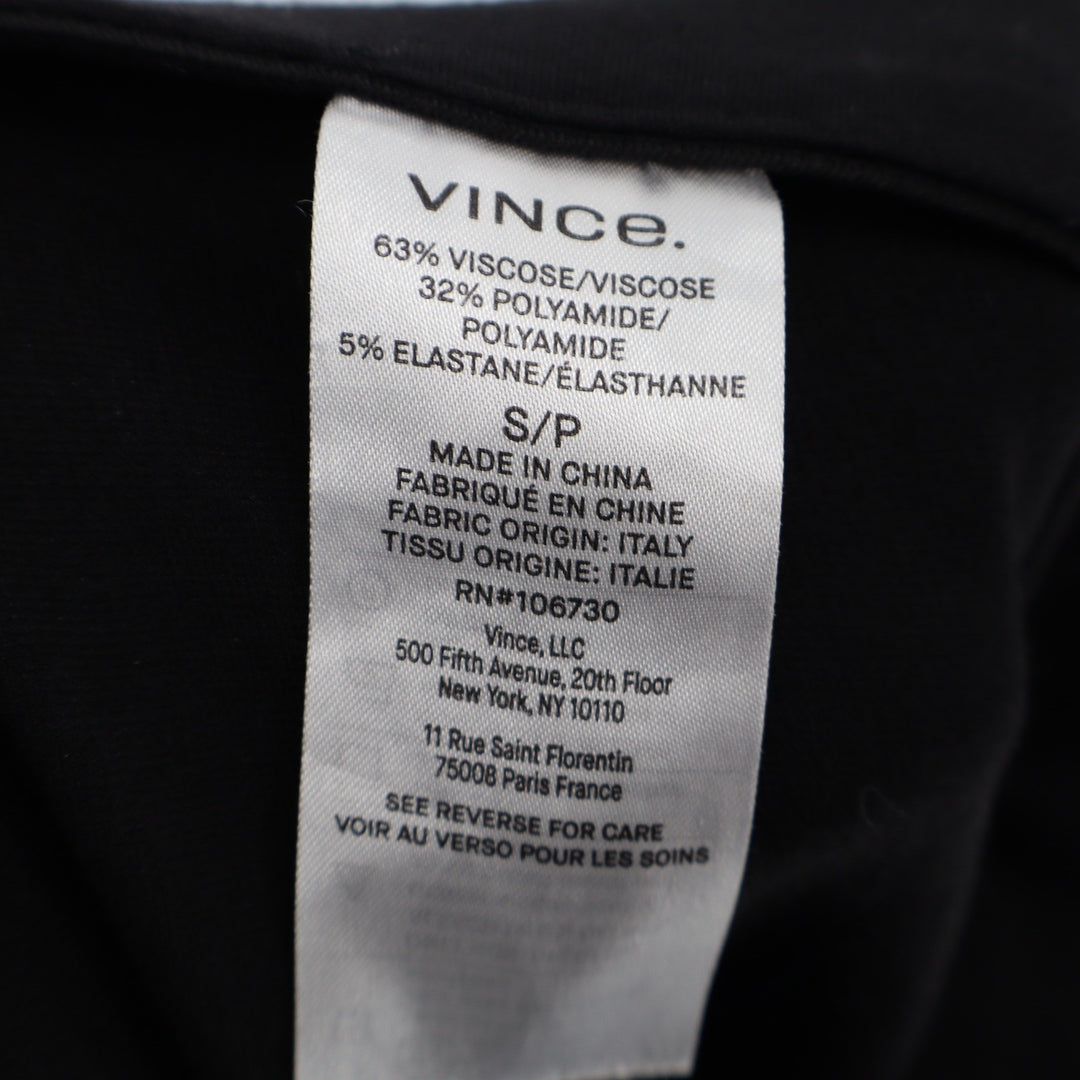 Vince Black Slim Straight Leg Pull On Leggings Italian Fabric Pants Small SP