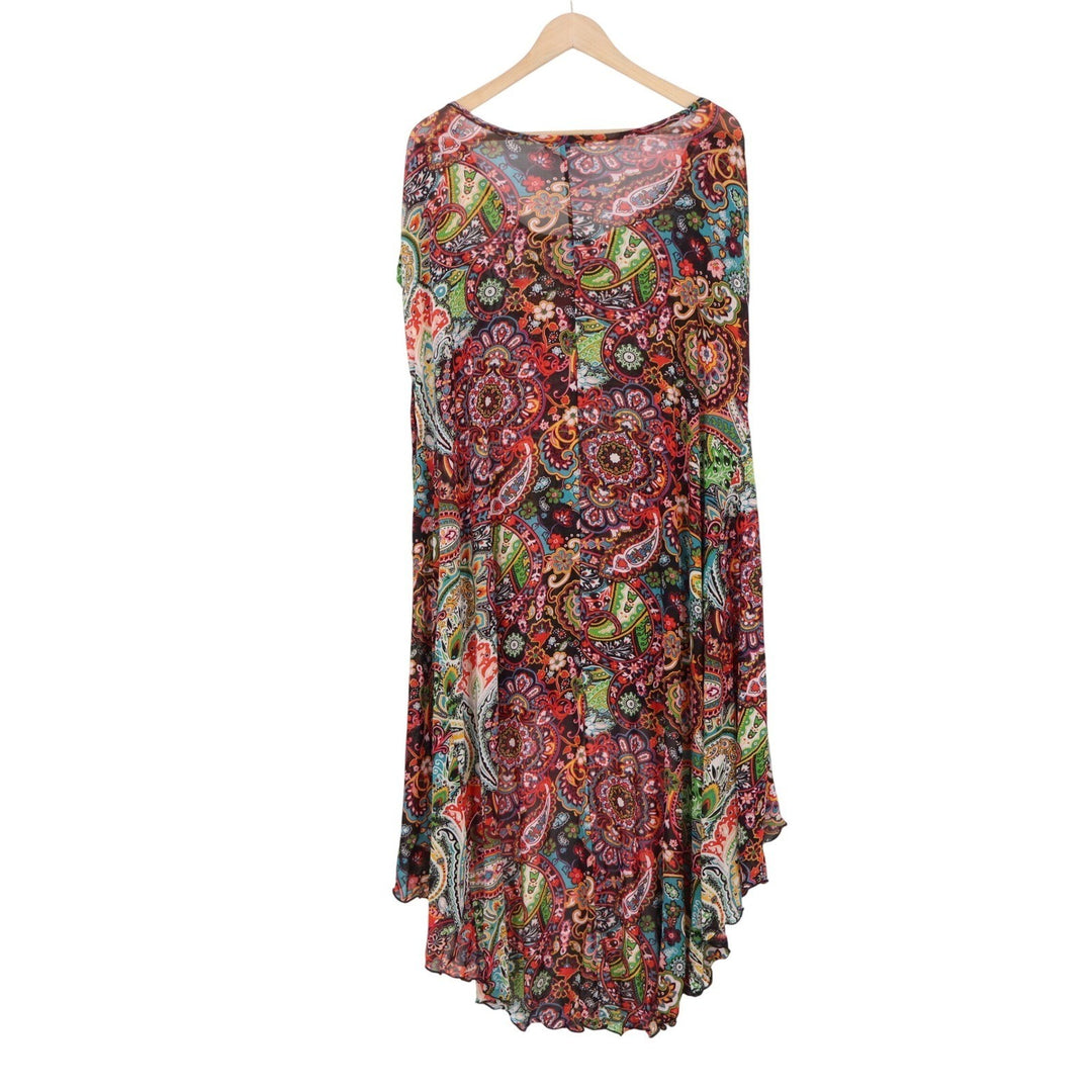 Cha Cha Vente Womens 1X Paisley Mesh High Low Tunic Top Multicolor