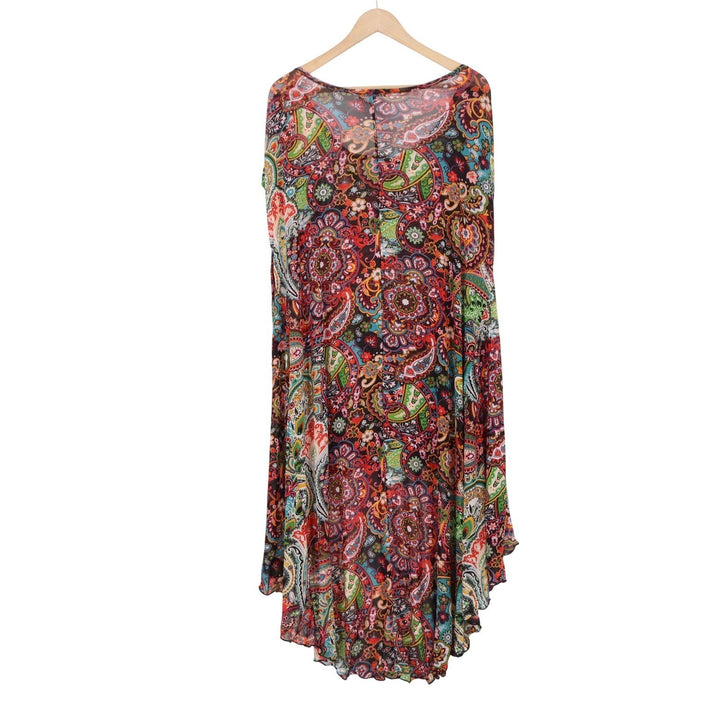 Cha Cha Vente Womens 1X Paisley Mesh High Low Tunic Top Multicolor