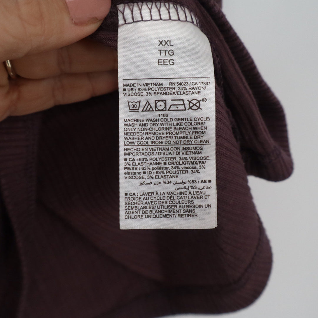 Old Navy Luxe Womens XXL Plum Purple Ribbed Short Sleeve Scoop Neck Tee