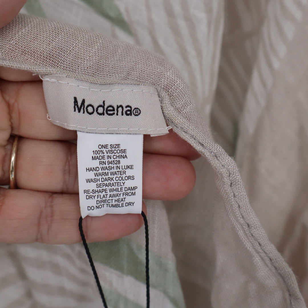 Modena Tropical Palm Floral Kimono Wrap Pom Pom Trim OS