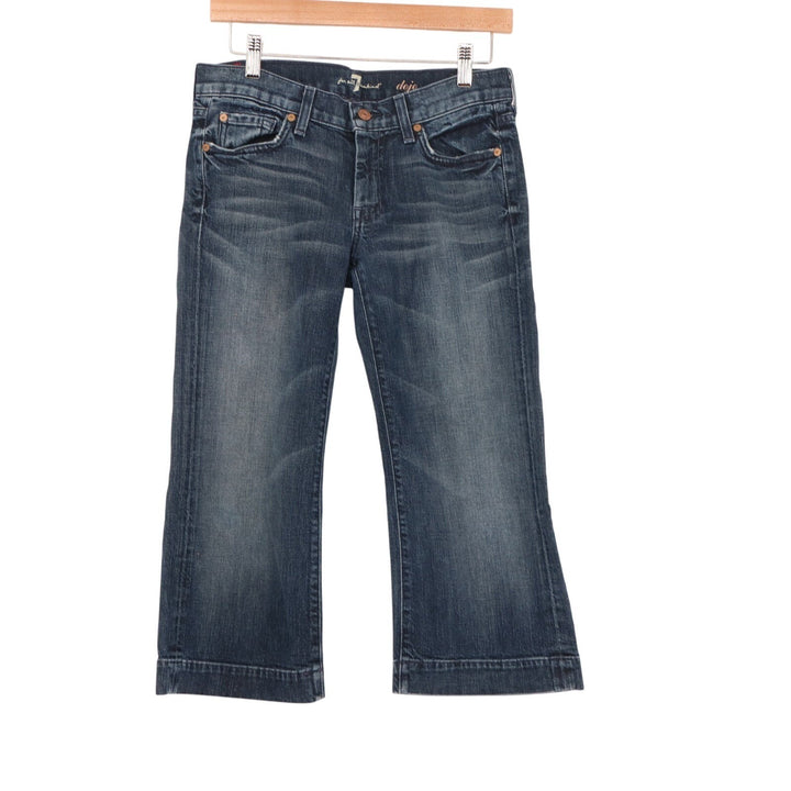 7 For All Mankind Dojo Crop Jeans Womens 27 Blue Denim Cotton Stretch Straight