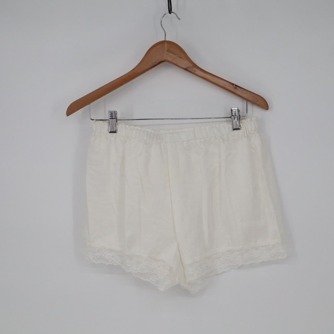 Flora Nikrooz Selena Sleep Shorts Women Medium White Cotton Tie Front Loungewear