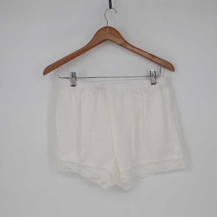 Flora Nikrooz Selena Sleep Shorts Women Medium White Cotton Tie Front Loungewear