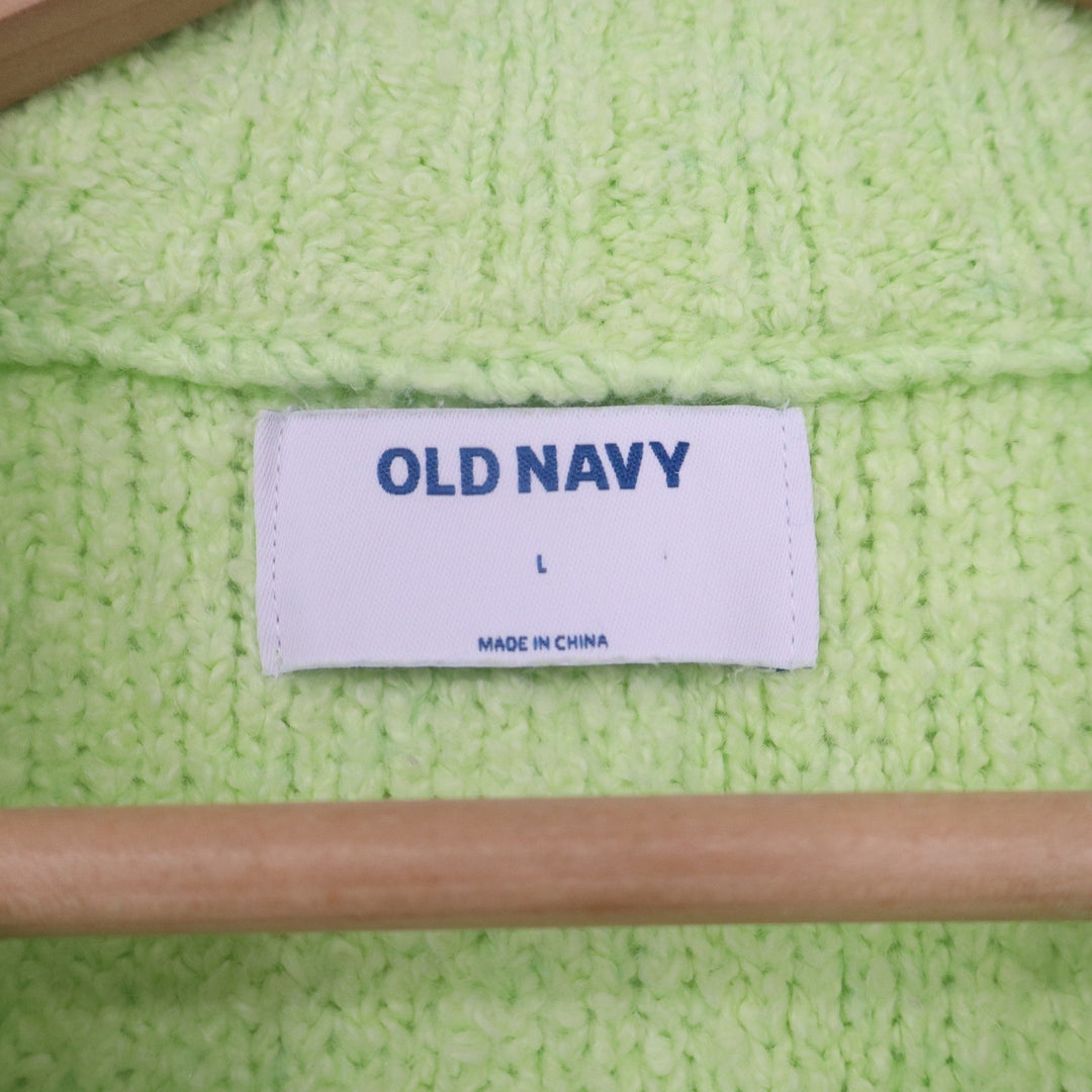 Old Navy Womens Lime Green Textured Knit Crew Neck Pullover Sweater Large L