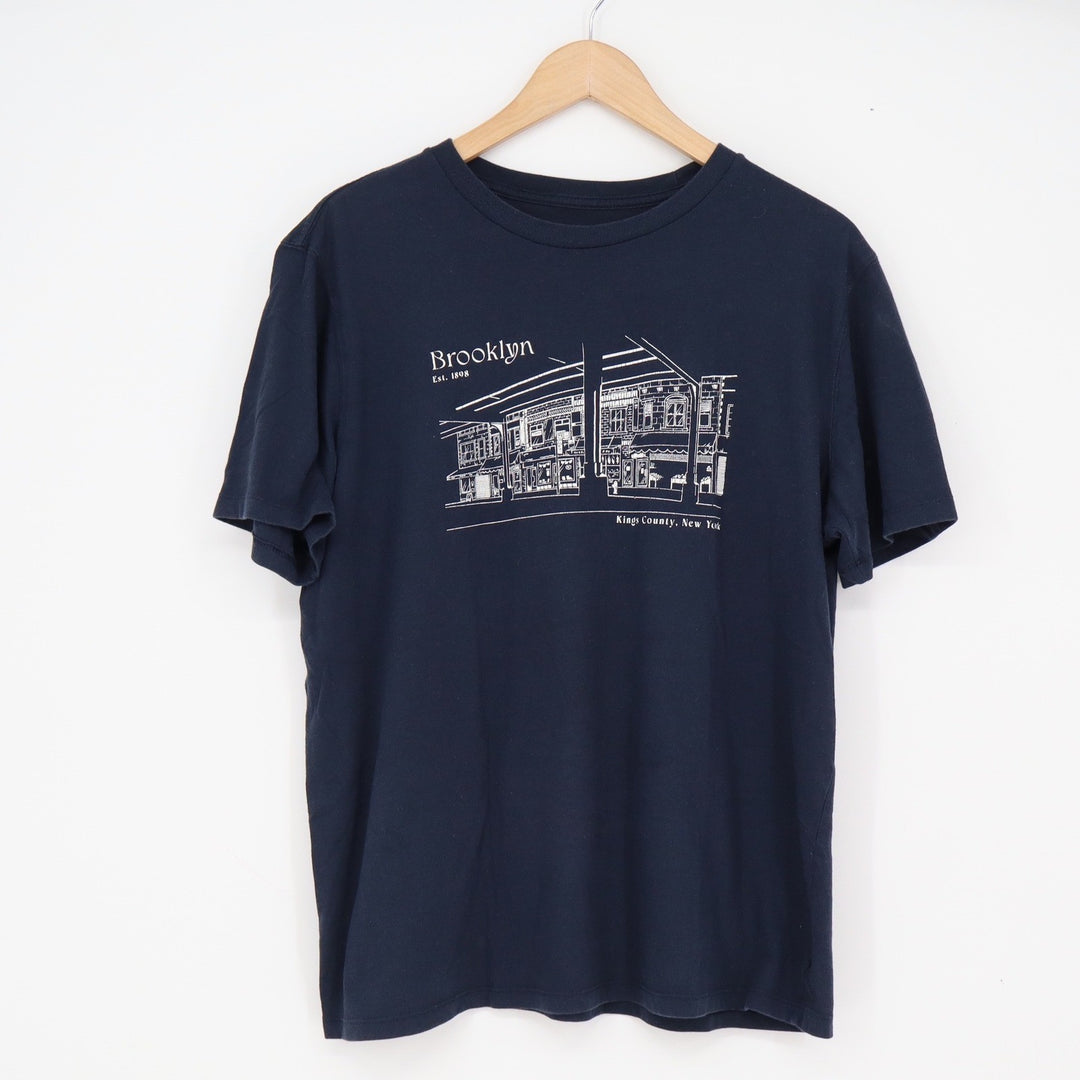 Old Navy T-Shirt Mens L Soft-Washed Brooklyn Kings County Navy Graphic Excellent