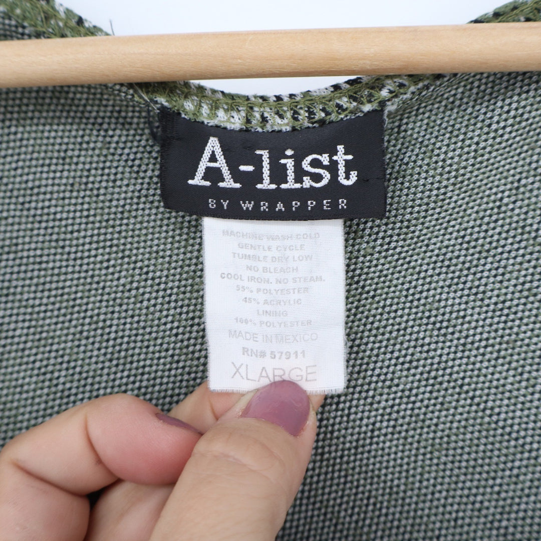 A-List by Wrapper Green Plaid Pinafore Mini Dress XL Sleeveless Jumper Pockets