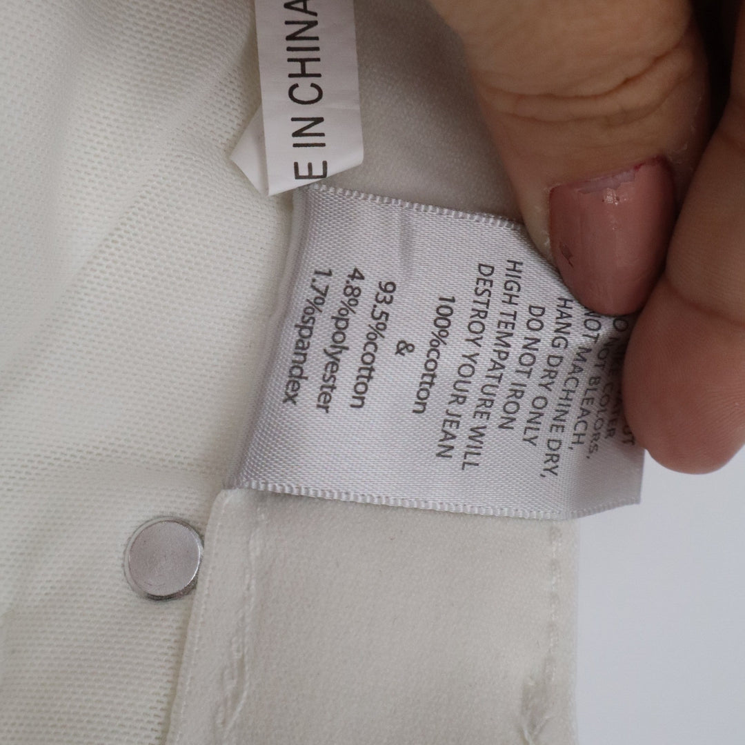 Saige White Barrel Leg Eyelet Embroidered Tummy Control Jeans Size 13/31