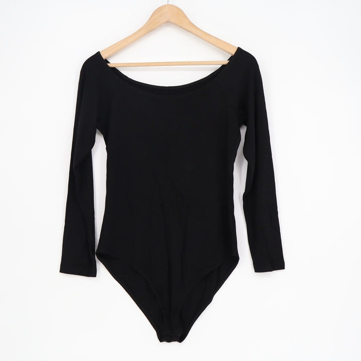MANGOPOP Black Long Sleeve Scoop Neck Bodysuit Size L