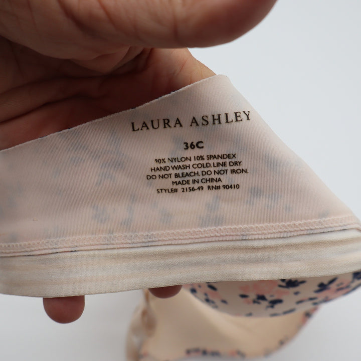 Laura Ashley Bra Womens 36C Pink Floral Underwire Padded Excellent