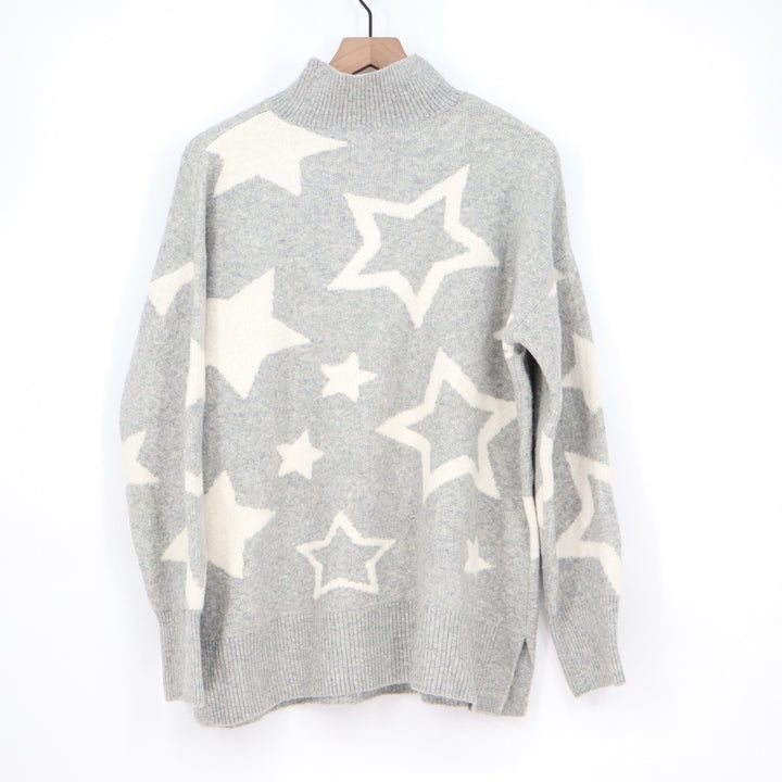 Lou & Grey Grey Star Intarsia Mock Neck Sweater Large