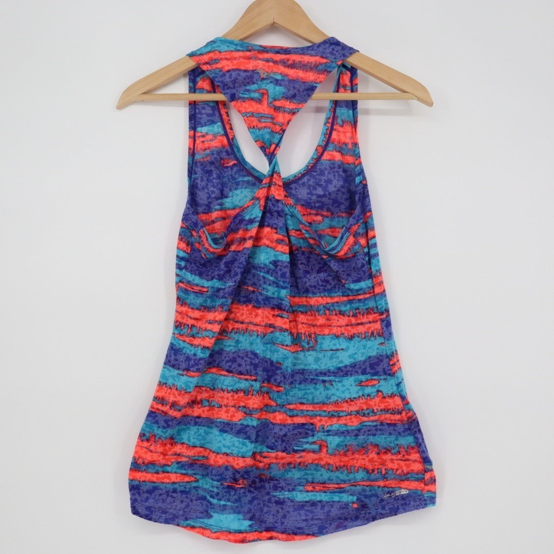 Saucony Tank Top Womens Medium Multicolor Abstract Running Gym Yoga Racerback