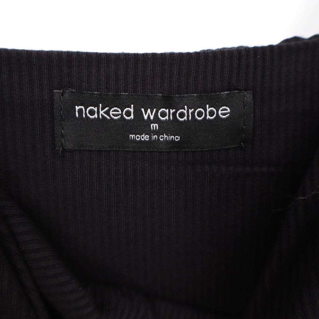 Naked Wardrobe Black Ribbed Bustier Maxi Dress Size Medium