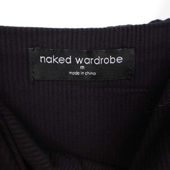 Naked Wardrobe Black Ribbed Bustier Maxi Dress Size Medium