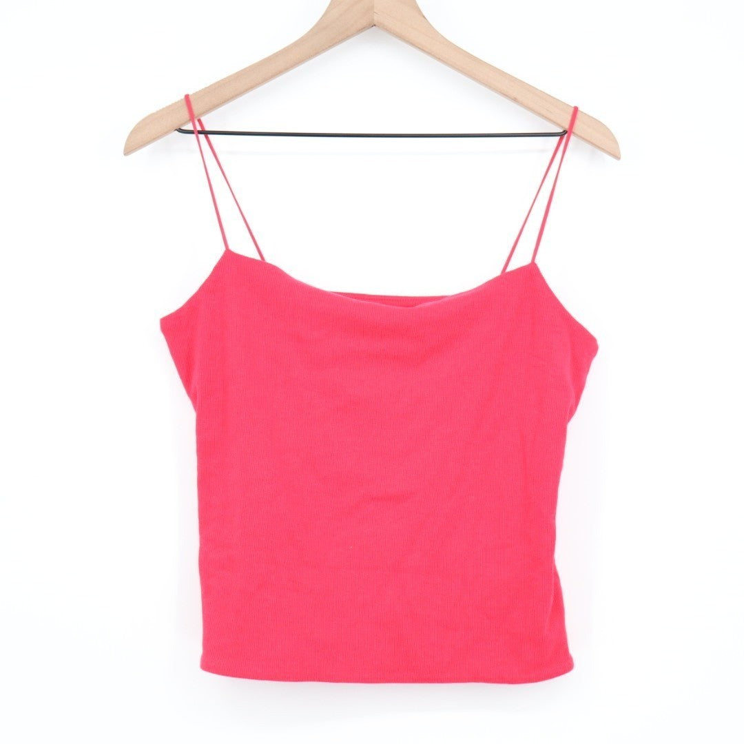 Madewell Tank Top Women's XL Red Cotton Stretch Square Neck Spaghetti Strap