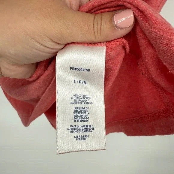 Nautica Mens Large Heather Red Cotton Spandex Short Sleeve Crew Neck Logo Tee