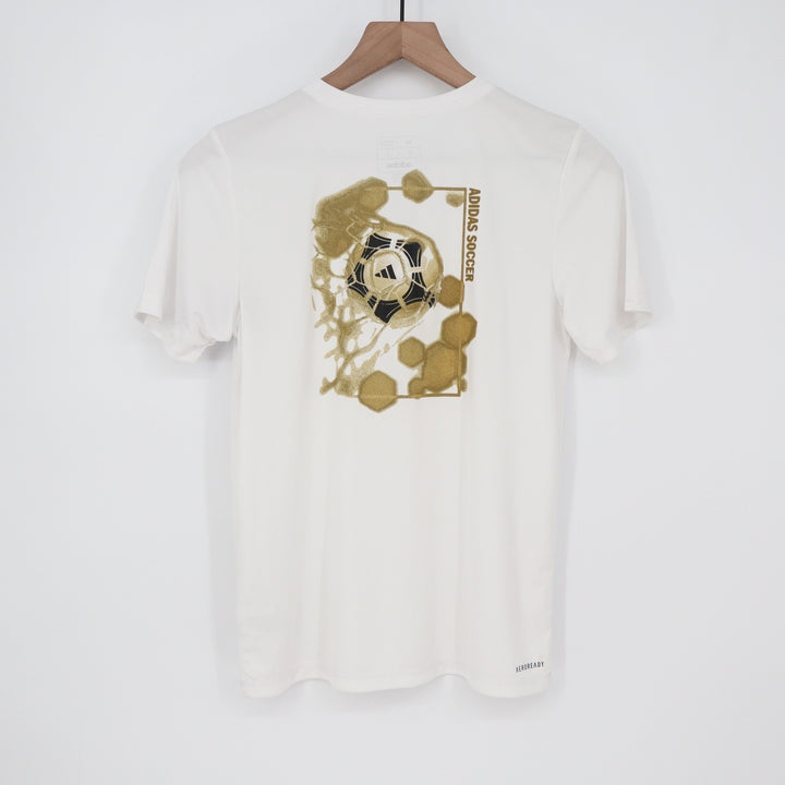 Adidas Boys White Heat Map Soccer Graphic Training Tee Shirt AA8116 Size M 10-12