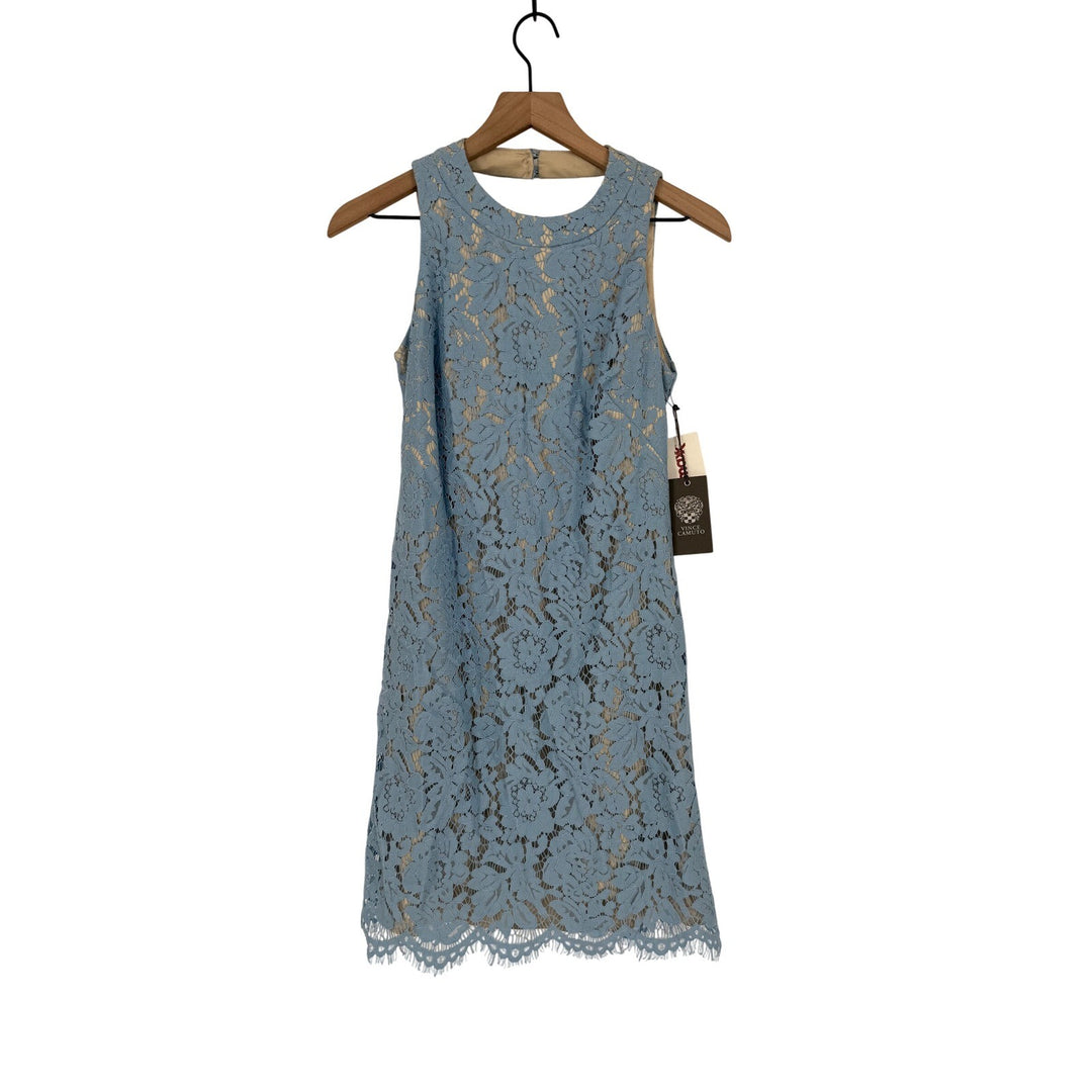 Vince Camuto Lace Halter Neck Dress Light Blue A Line Size 2