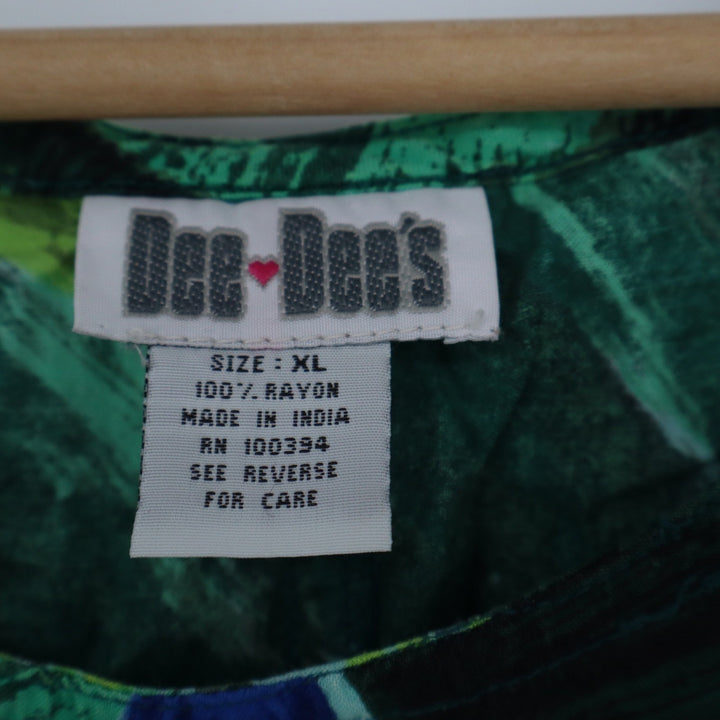 Dee-Dee's Womens XL Green Tropical Floral Butterfly Rayon Sleeveless Shift Dress