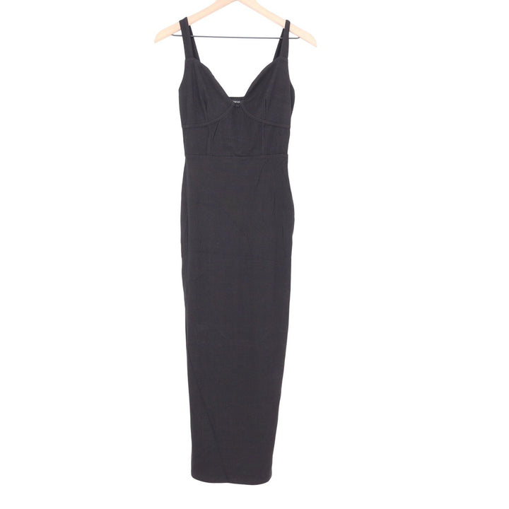 Naked Wardrobe Black Ribbed Bustier Bodycon Maxi Dress Large