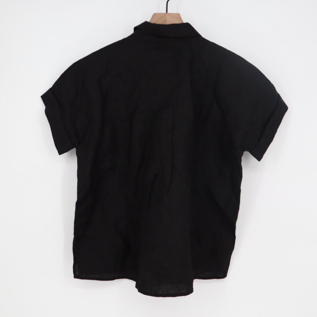 American Giant Easy Linen Shirt Meteorite Black Short Sleeve Button Up Top XS